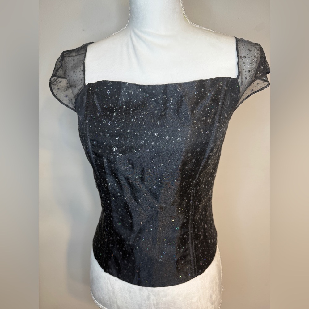 Vintage Pelicana USA Black & Silver Corset Top